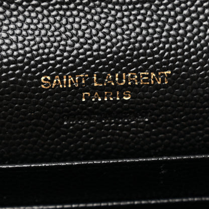 Saint Laurent Grain De Poudre Matelasse Chevron Small Monogram Envelope Wallet Black 6 of 9
