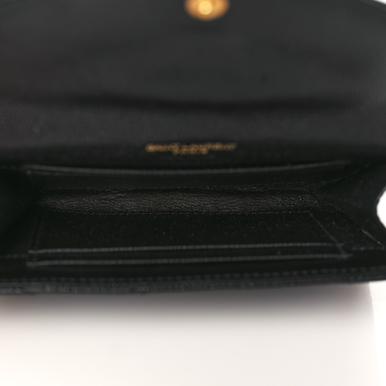 Saint Laurent Grain De Poudre Matelasse Chevron Small Monogram Envelope Wallet Black 5 of 6