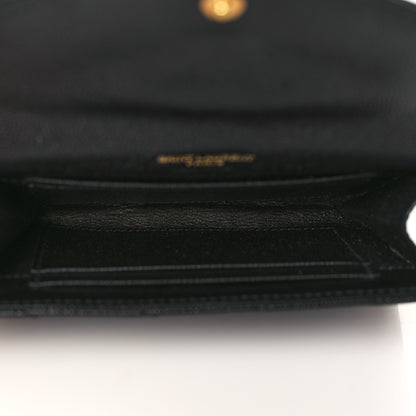 Saint Laurent Grain De Poudre Matelasse Chevron Small Monogram Envelope Wallet Black 5 of 6