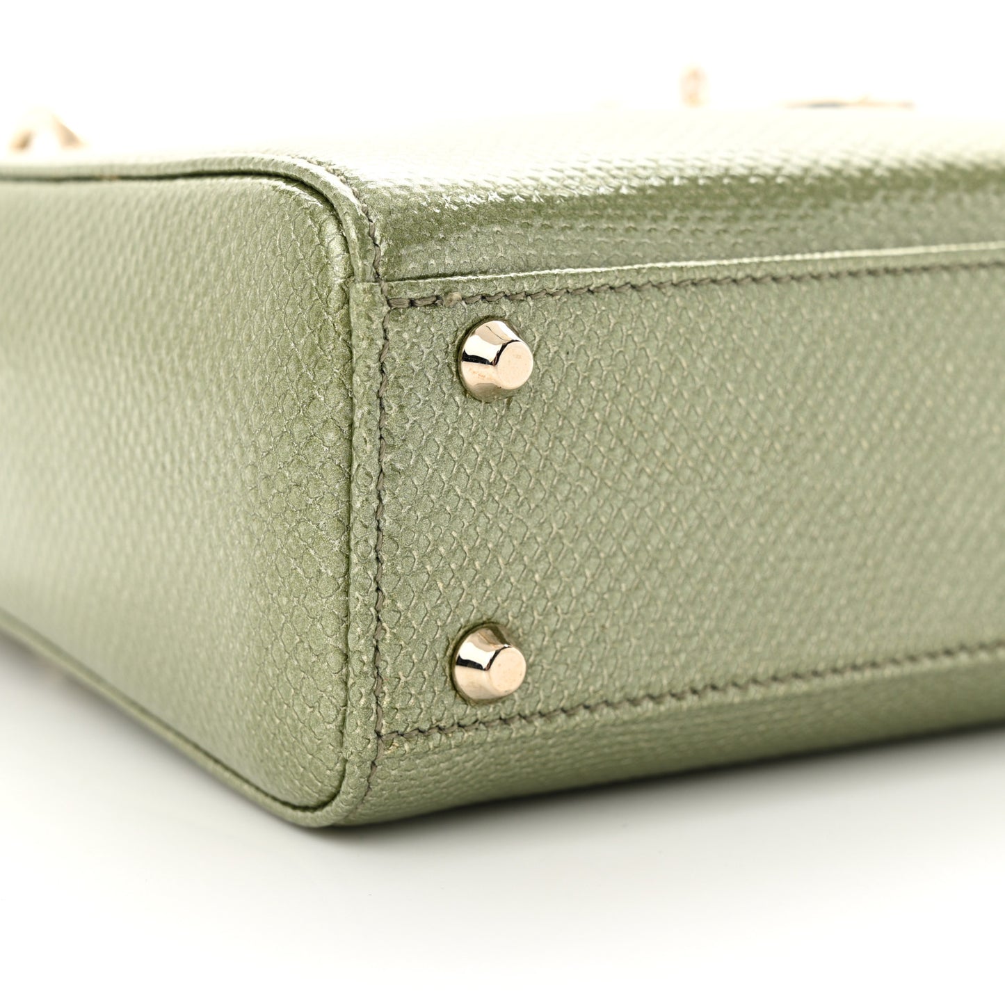 CHRISTIAN DIOR Metallic Lizard Mini Lady Dior Green