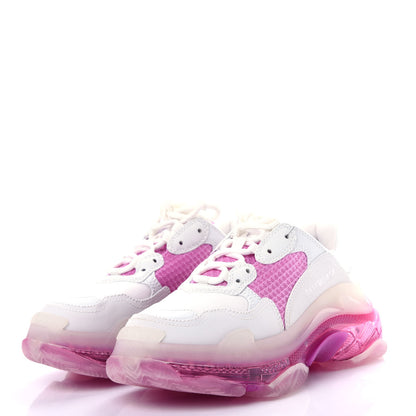 Balenciaga Fabric Mesh Clear Sole Womens Triple S Sneakers 37 White Pink 3 of 10