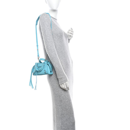 Balenciaga Calfskin Crocodile Embossed Neo Classic Silver Hardware Nano City Crossbody Azur 2 of 13
