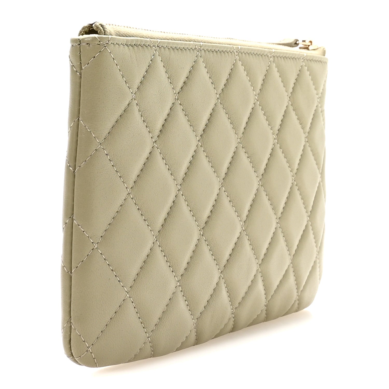 Chanel Lambskin Quilted Cosmetic Case Light Green 3 of 9