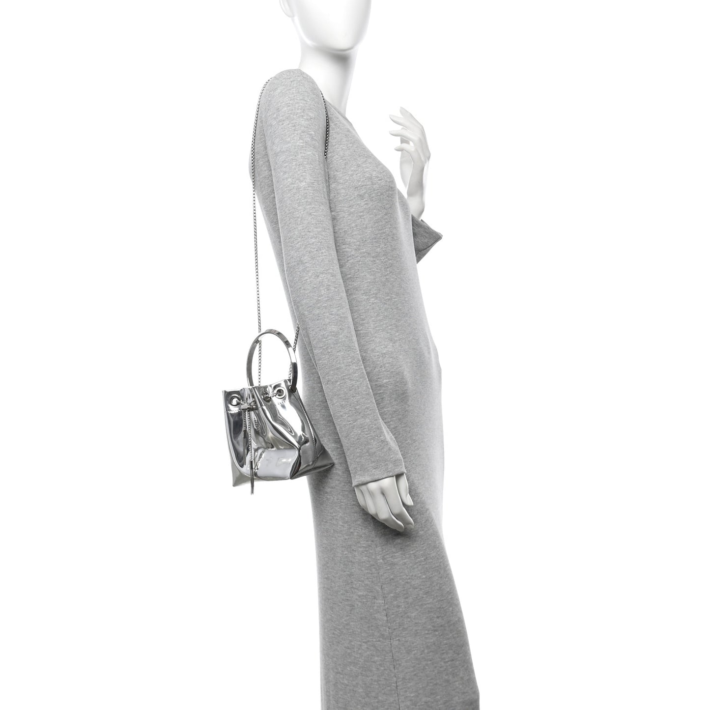 Metallic Patent Bon Bon Bag Silver