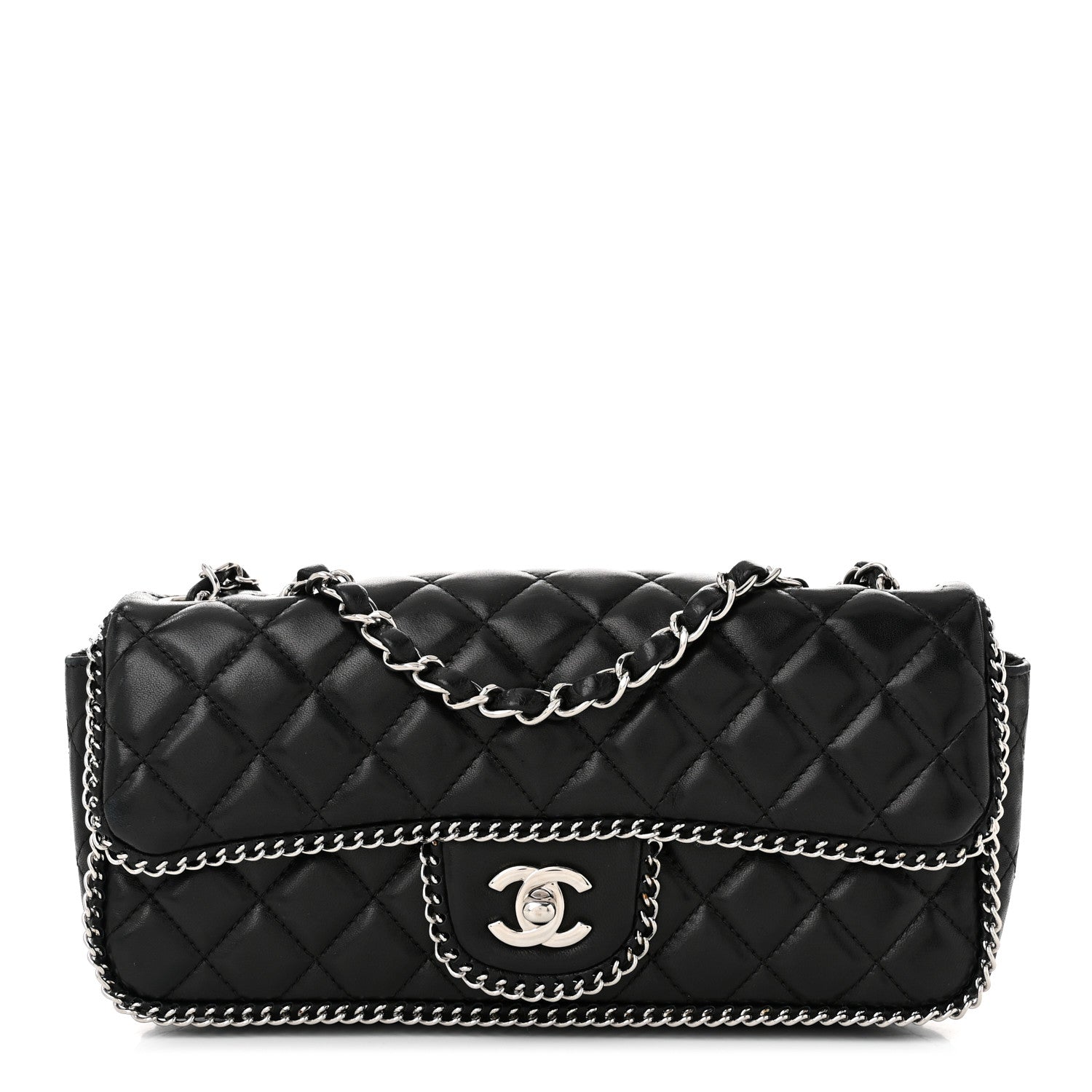 Chanel Lambskin Quilted East West Chain Around Flap Black 1 of 11