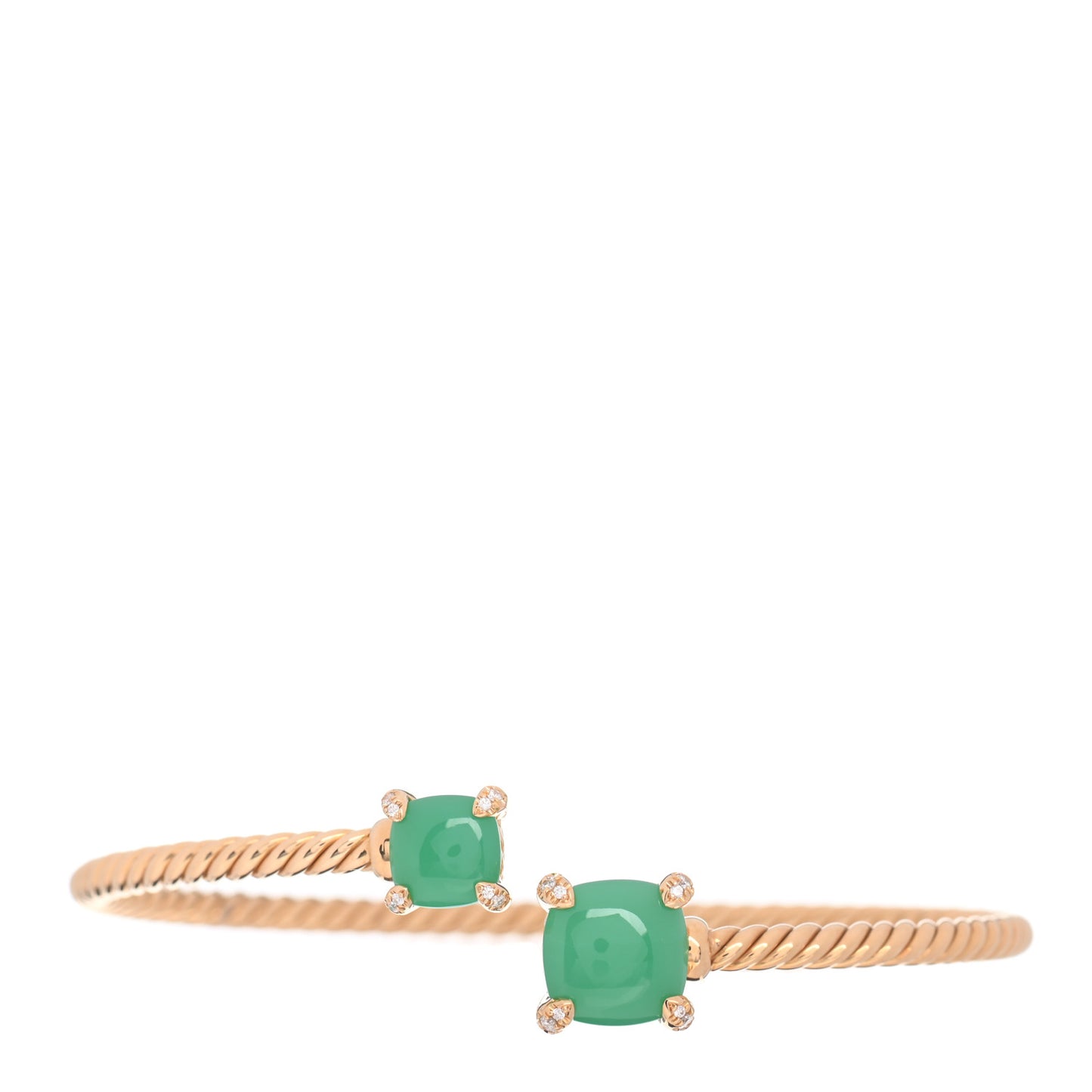 18K Yellow Gold Diamond Chrysoprase Chatelaine Bypass Bracelet
