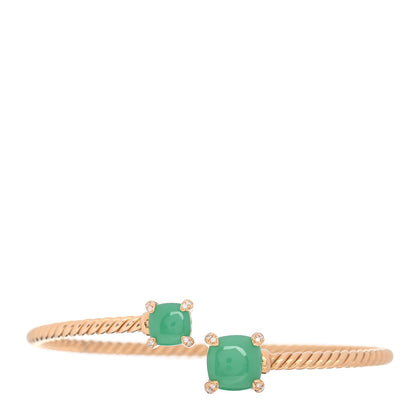 David Yurman 18K Yellow Gold Diamond Chrysoprase Chatelaine Bypass Bracelet 1 of 4