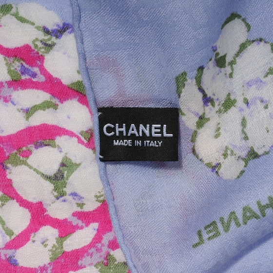 Chanel Cashmere Silk Camellia Scarf CC 5 of 6