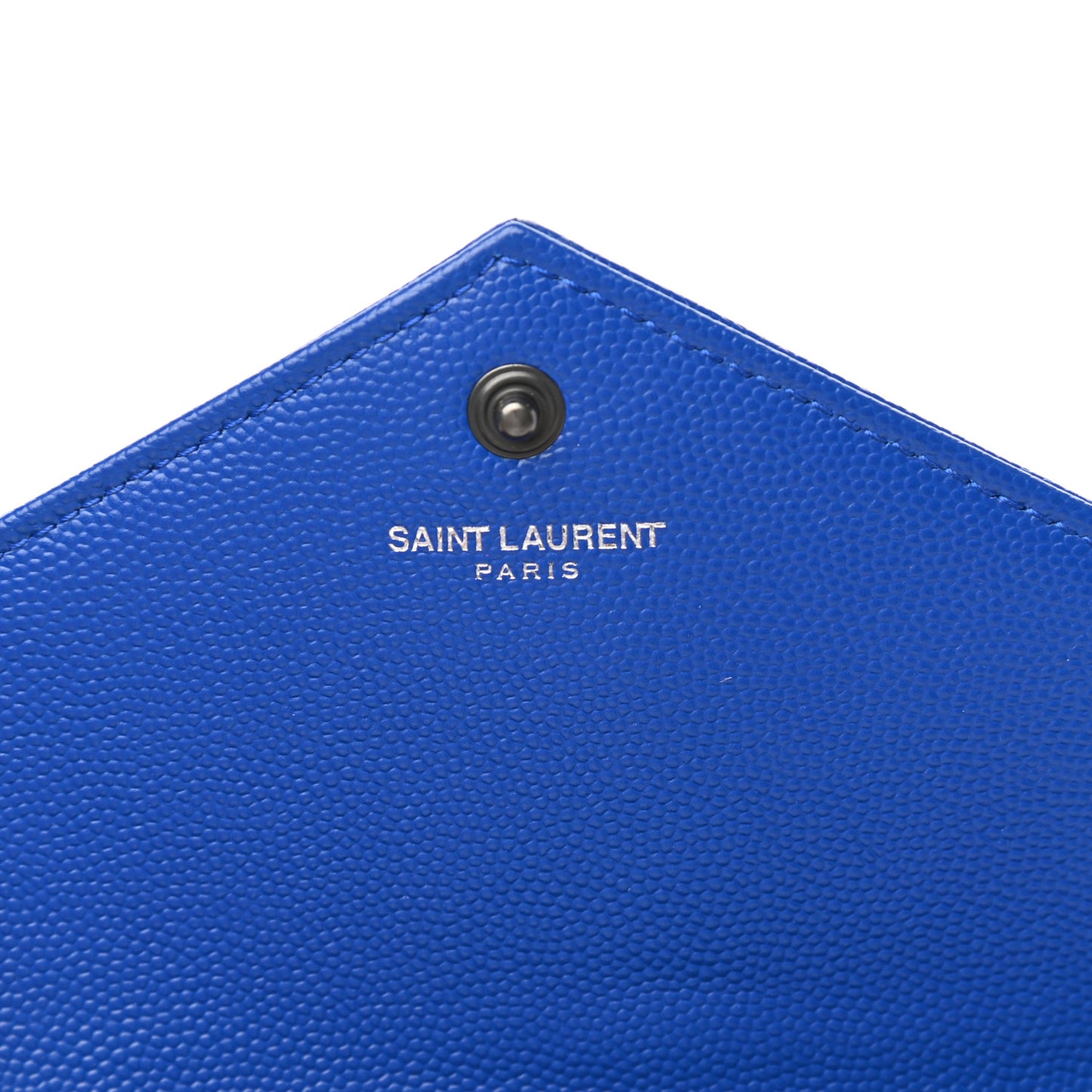 Grain De Poudre Matelasse Chevron Monogram Envelope Chain Wallet Blue Majorelle