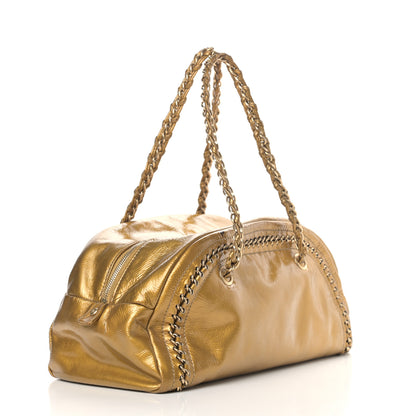 Chanel Patent Medium Luxe Ligne Bowler Gold 3 of 13