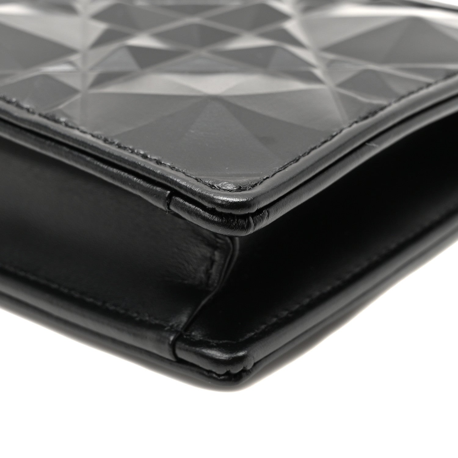 Christian Dior Calfskin Macrocannage Diamond Caro Zipped Pouch With Chain Black 10 of 10