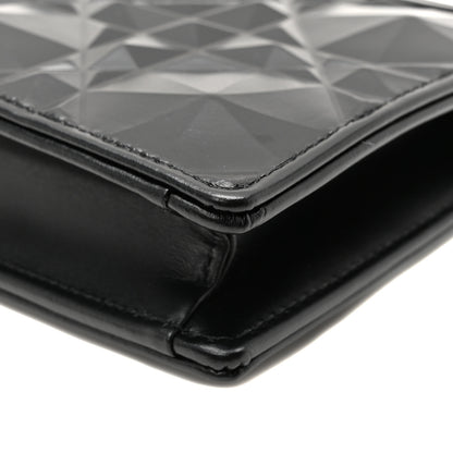 Christian Dior Calfskin Macrocannage Diamond Caro Zipped Pouch With Chain Black 10 of 10