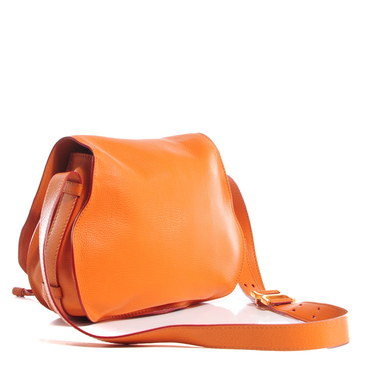 Chloe Grained Calfskin Medium Marcie Saddle Bag Orange 4 of 10
