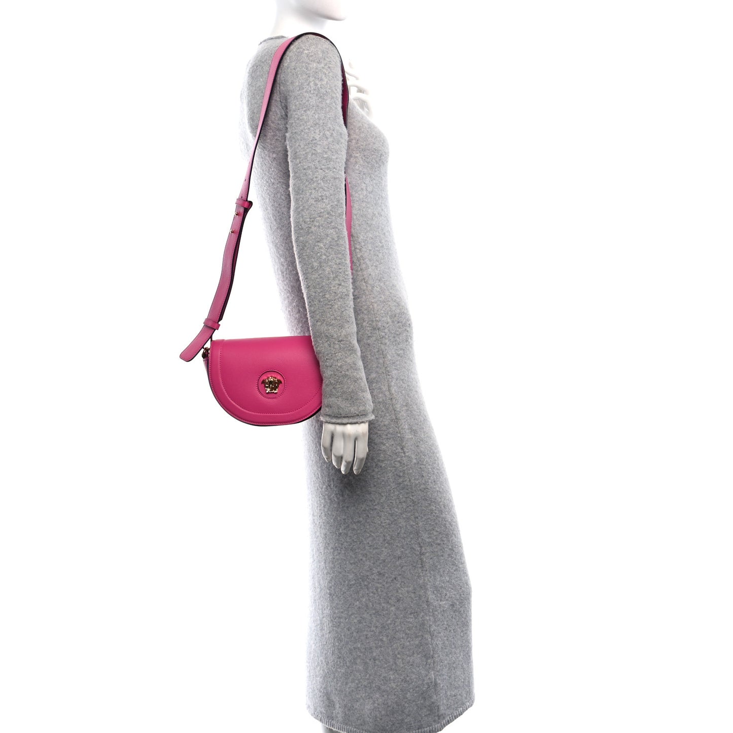 Grained Calfskin La Medusa Small Shoulder Bag Pink