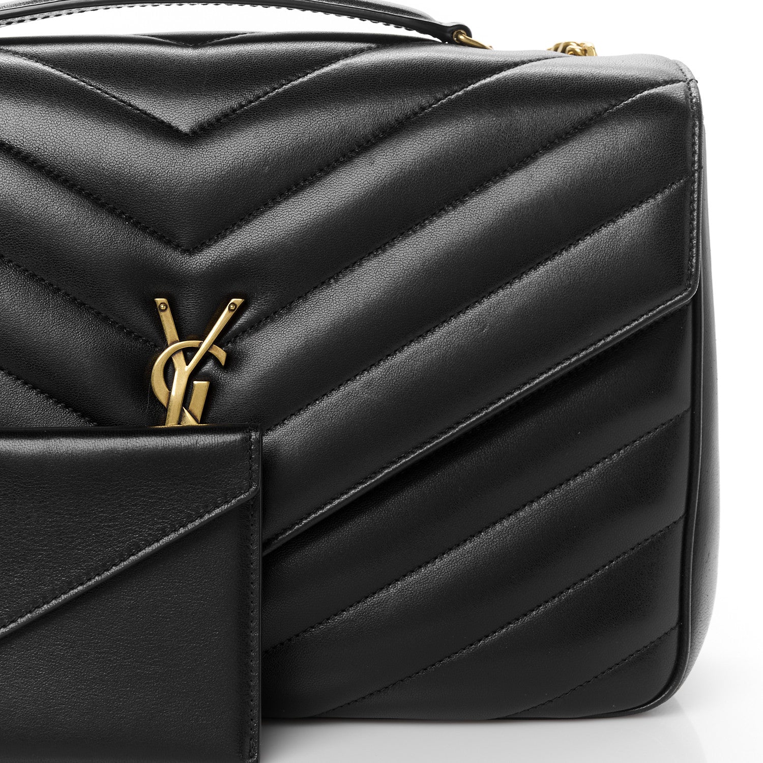Saint Laurent Lambskin Chevron Quilted Large Loulou Black 11 of 13