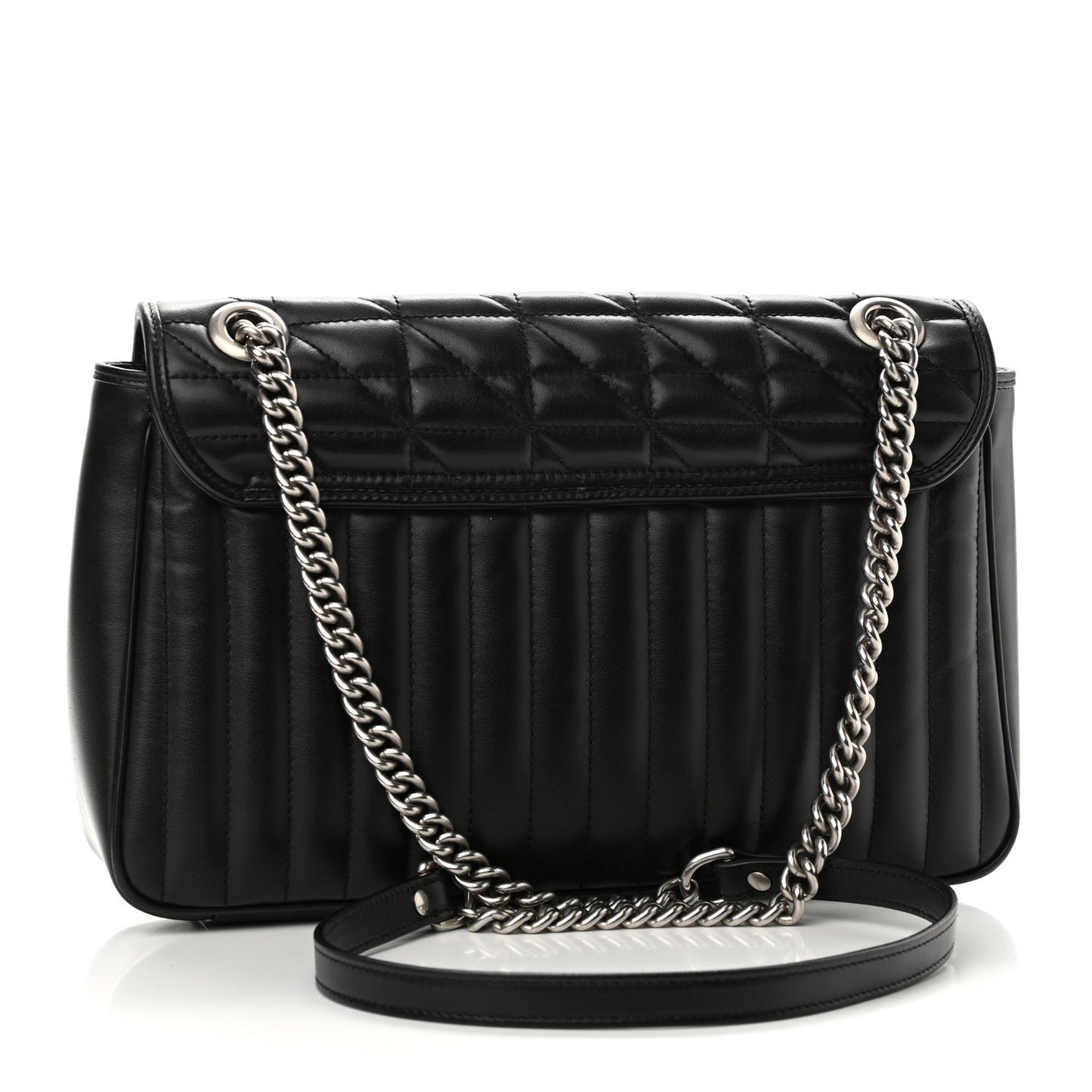 Calfskin Matelasse Aria Medium GG Marmont Shoulder Bag Black