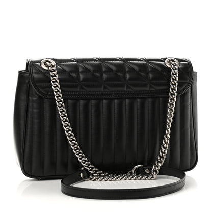 Gucci Calfskin Matelasse Aria Medium GG Marmont Shoulder Bag Black 3 of 12