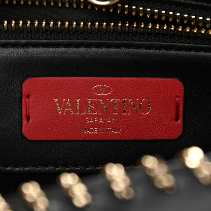 Valentino Garavani Calfskin Groumette Small Demilune Double Handle Satchel Black 5 of 10