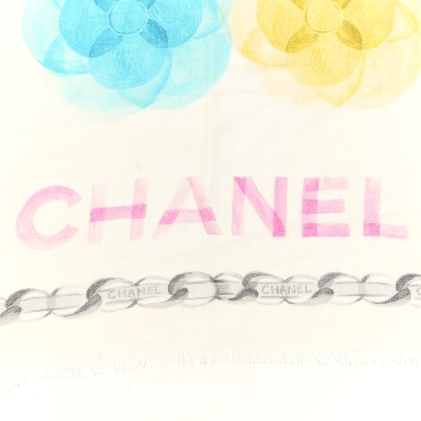 Cashmere CC Camellia Scarf Shawl Ivory Multicolor