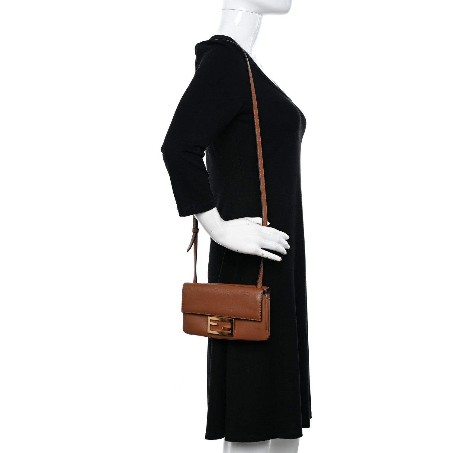 Fendi Vitello Grace Matte Duo Baguette Camel 2 of 12