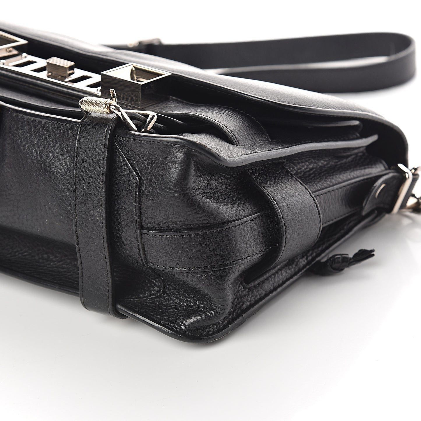 Pebbled Calfskin PS11 Classic Shoulder Bag Black