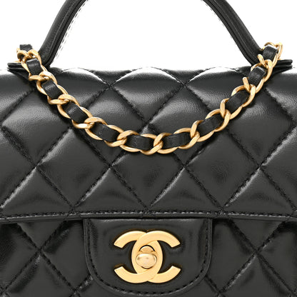 Chanel Lambskin Quilted Small Flap Top Handle Bag Black 8 of 10