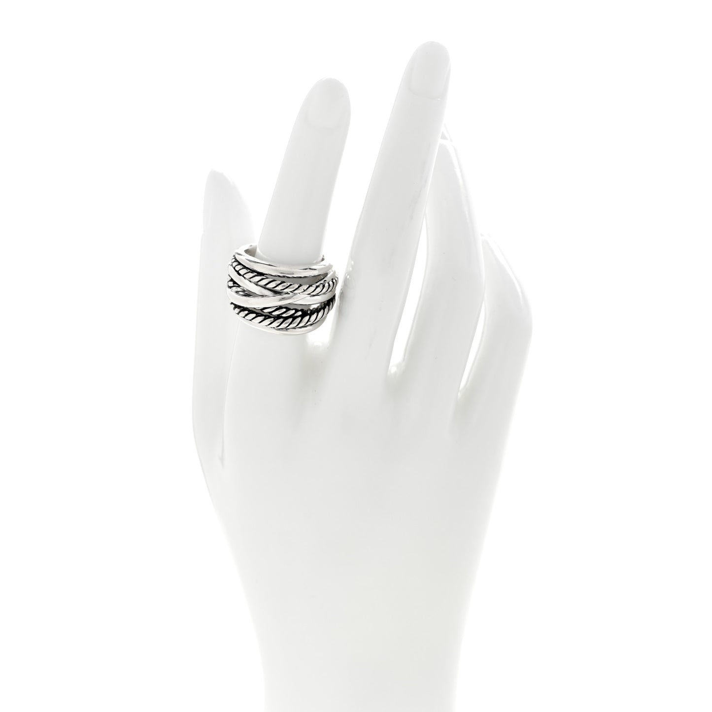 Sterling Silver 18mm Wide Crossover Cable Ring 54 6.75