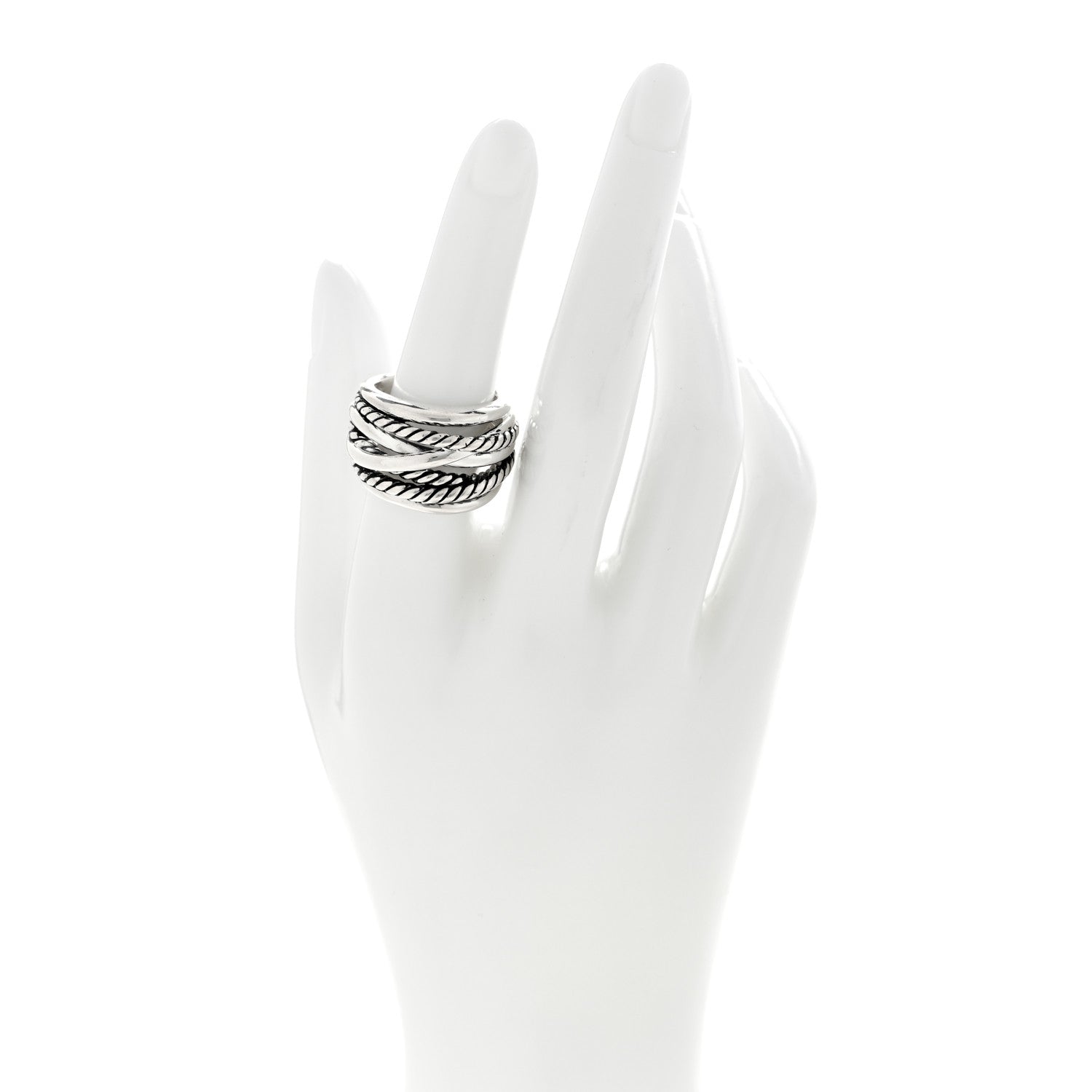 David Yurman Sterling Silver 18mm Wide Crossover Cable Ring 54 6.75 2 of 4