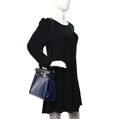 Hermes Toile H Berline Vache Hunter Herbag Zip PM 31 Bleu Encre Black 2 of 11