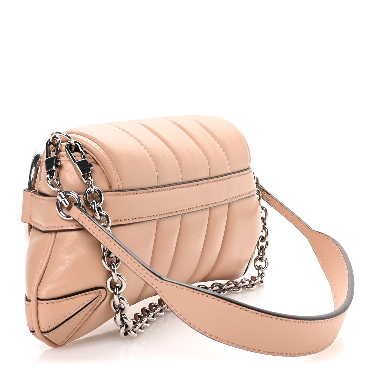 Nappa Vertical Matelasse Small Maxi Horsebit Chain Shoulder Bag Beige