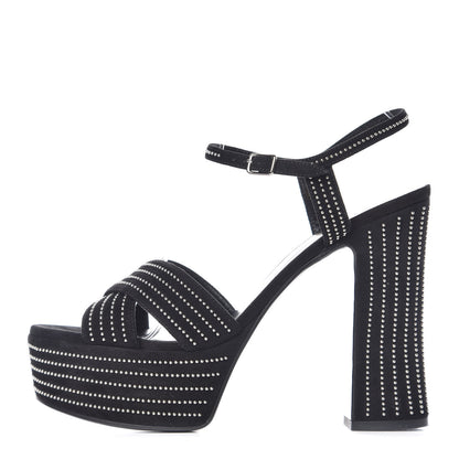 Saint Laurent Suede Studded Candy 80 Platform Sandals 39.5 Black 1 of 9