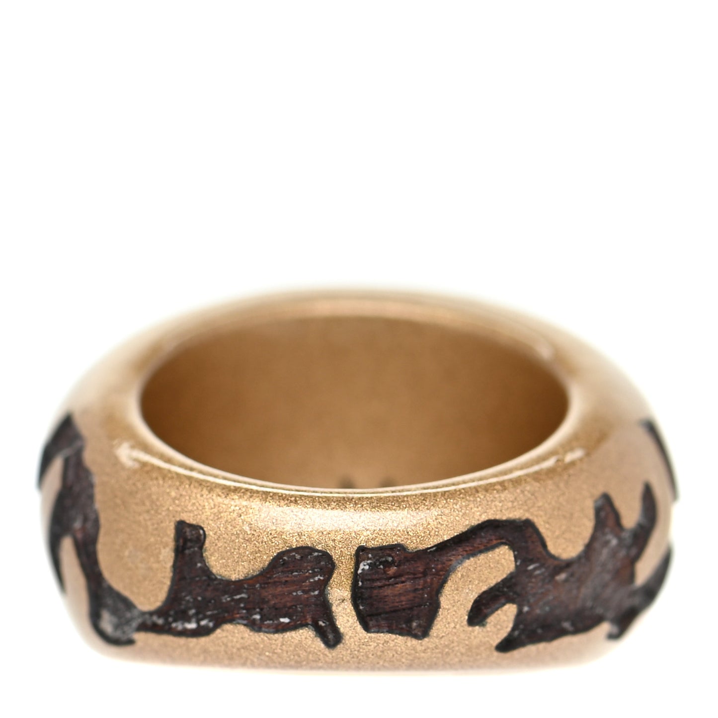 Lacquered Wood Leomonogram Ring 52 6 M Gold