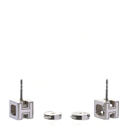 Hermes Palladium Lacquered Cage d'H Earrings Black 3 of 5