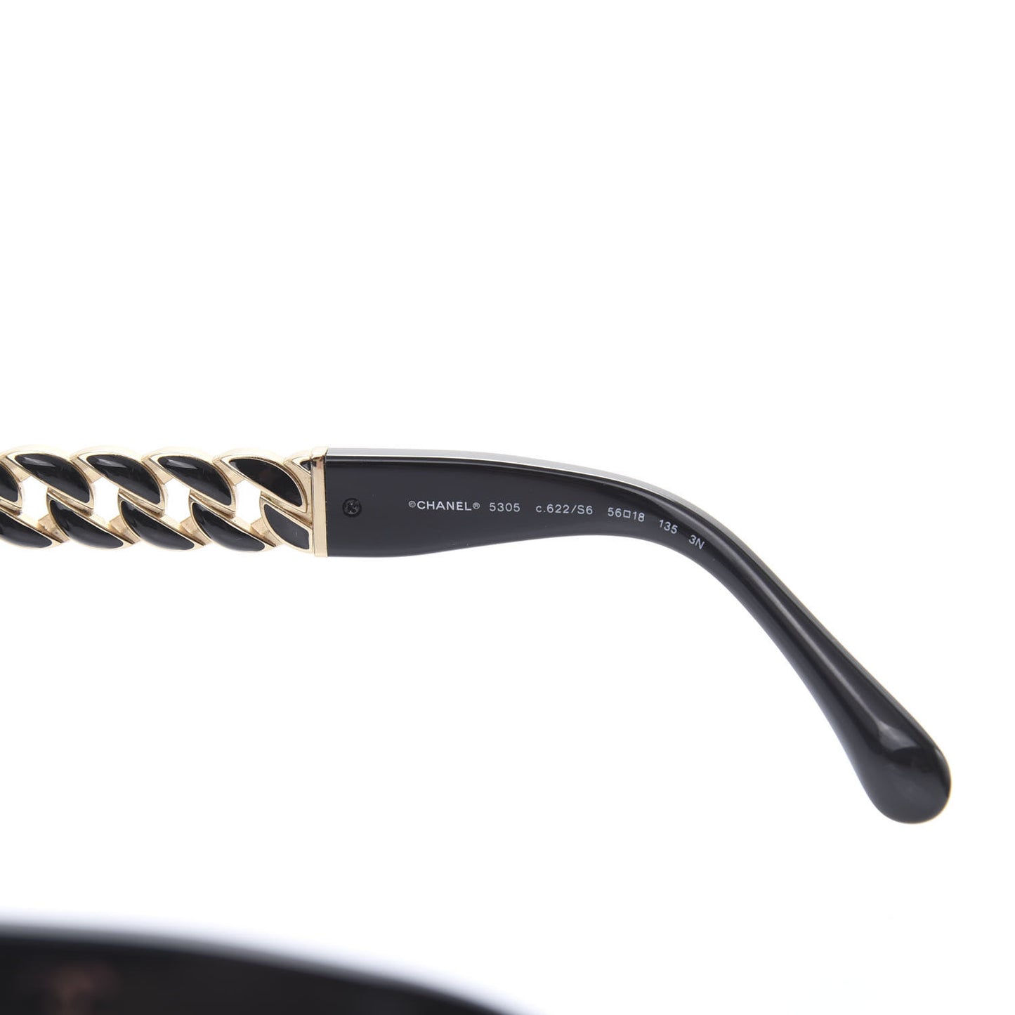Acetate Metal Chain Square Sunglasses 5305 Black