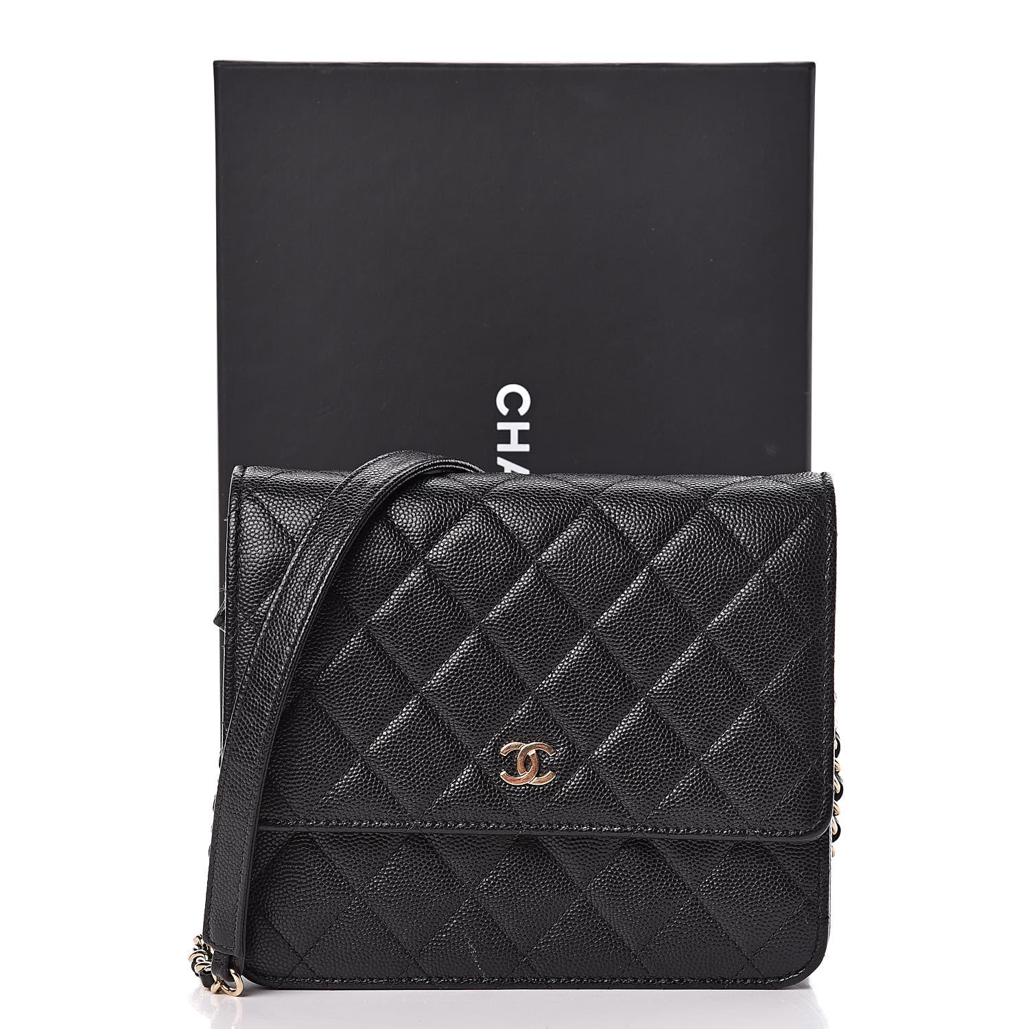 Chanel Caviar Quilted Square Wallet On Chain WOC Black 14 of 14