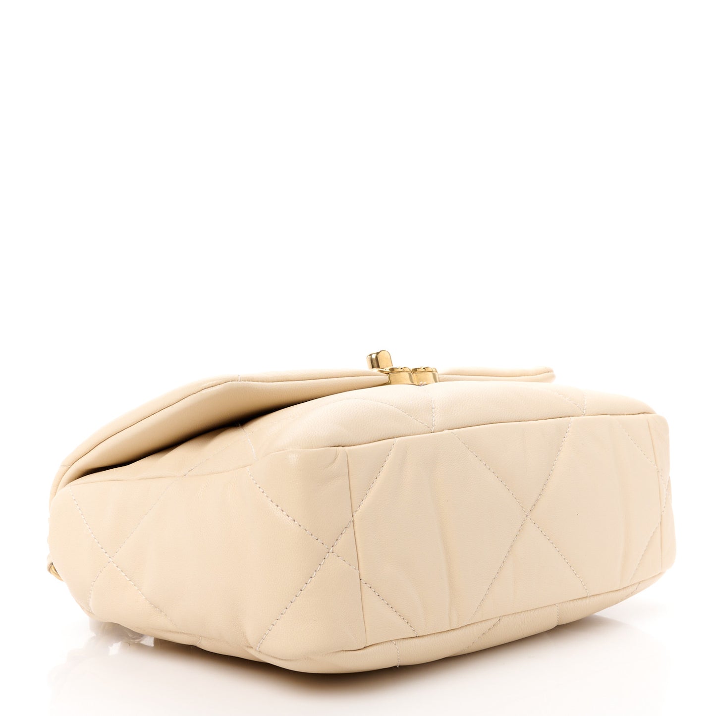 Goatskin Quilted Medium Chanel 19 Flap Light Beige