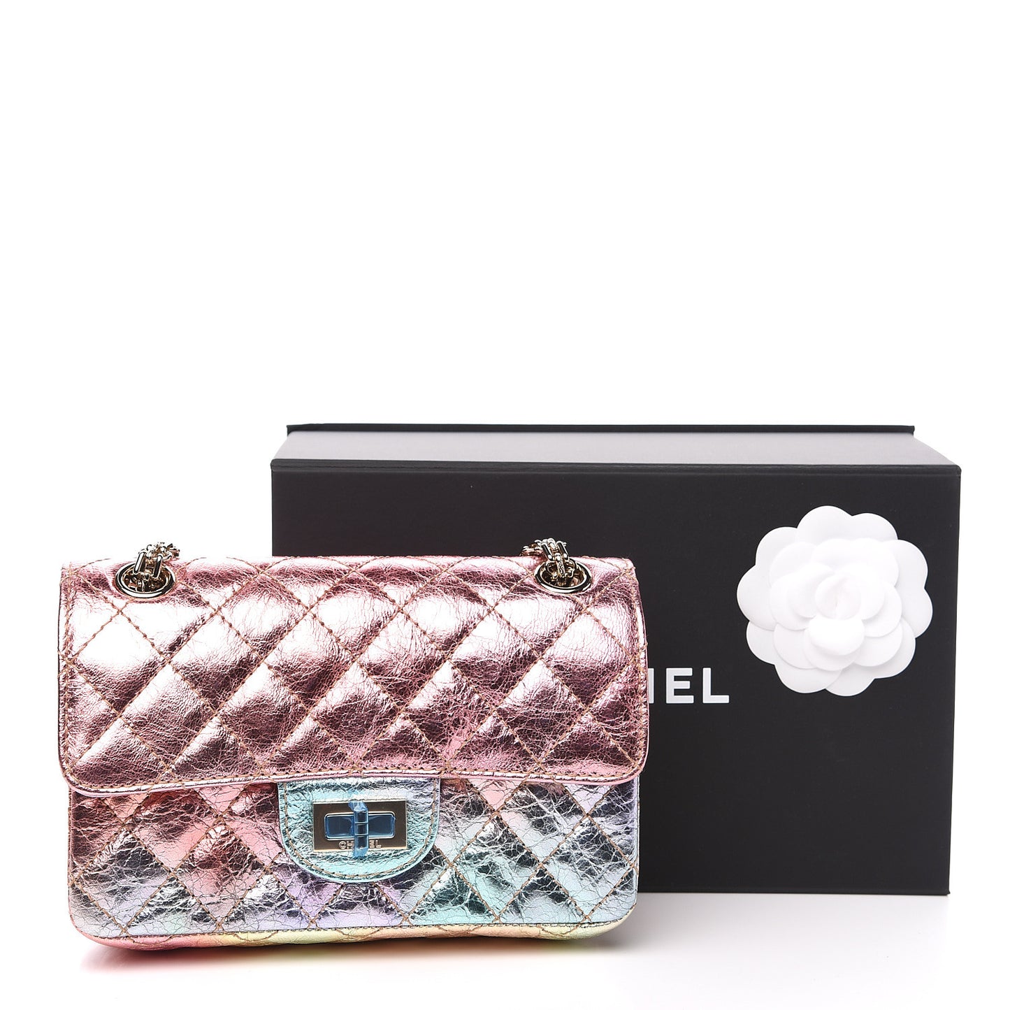 Metallic Goatskin Quilted Mini 2.55 Reissue Flap Multicolor