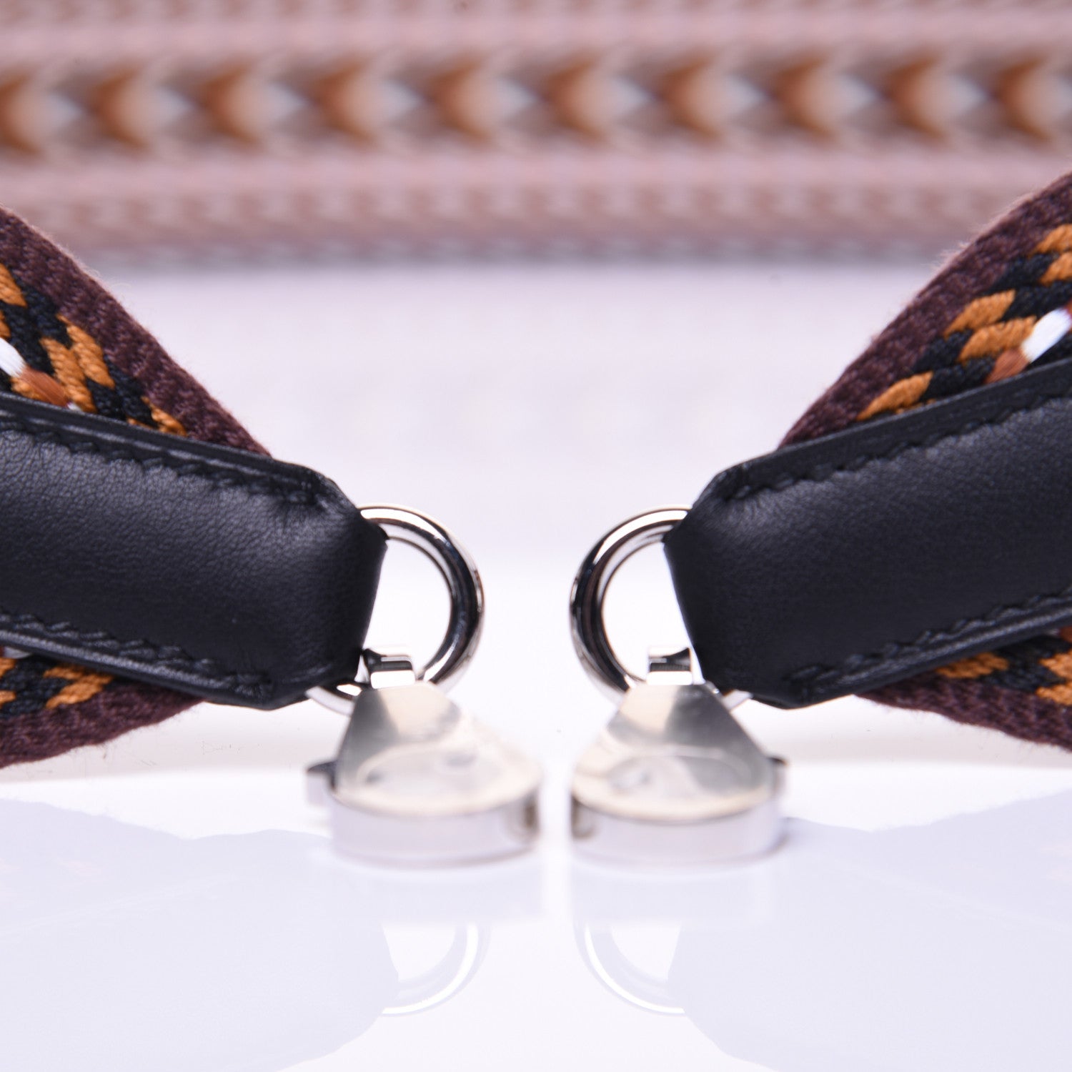 Hermes Toile Swift Sangle Allegro 50mm Shoulder Strap Sesame White Black 4 of 8