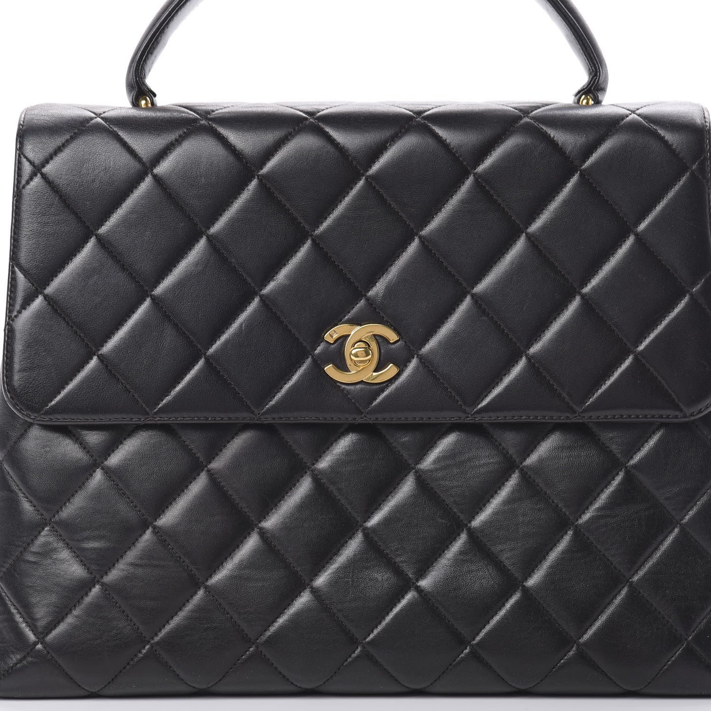 Lambskin Quilted Jumbo Kelly Flap Bag Black