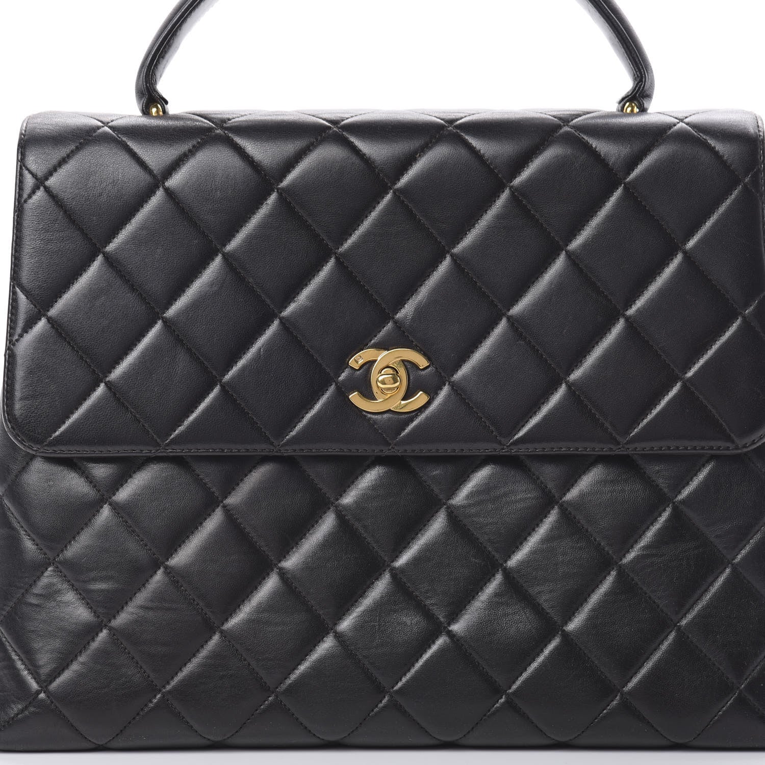 Chanel Lambskin Quilted Jumbo Kelly Flap Bag Black 9 of 22