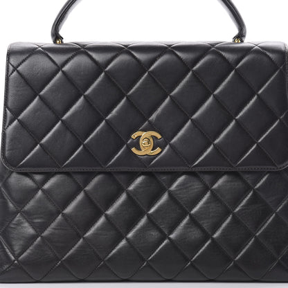 Chanel Lambskin Quilted Jumbo Kelly Flap Bag Black 9 of 22