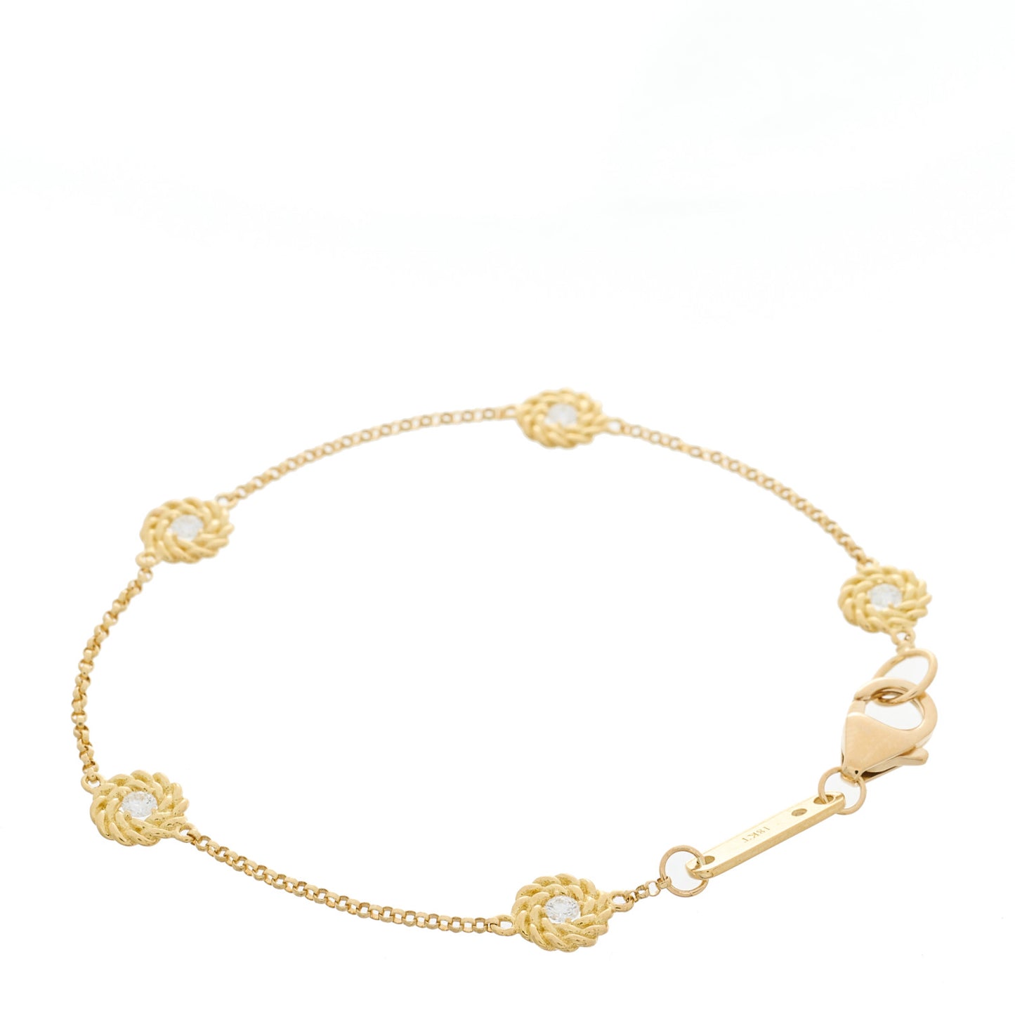 18K Yellow Gold Diamond Barooco Station Bracelet