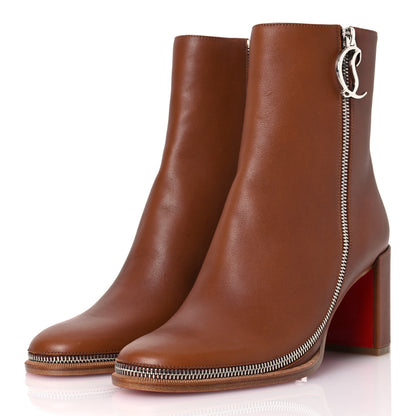Christian Louboutin Calfskin CL Zip 70 Ankle Bootie 38 Brown 4 of 9