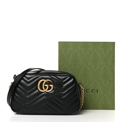 Gucci Calfskin Matelasse Small GG Marmont Chain Shoulder Bag Black 10 of 10