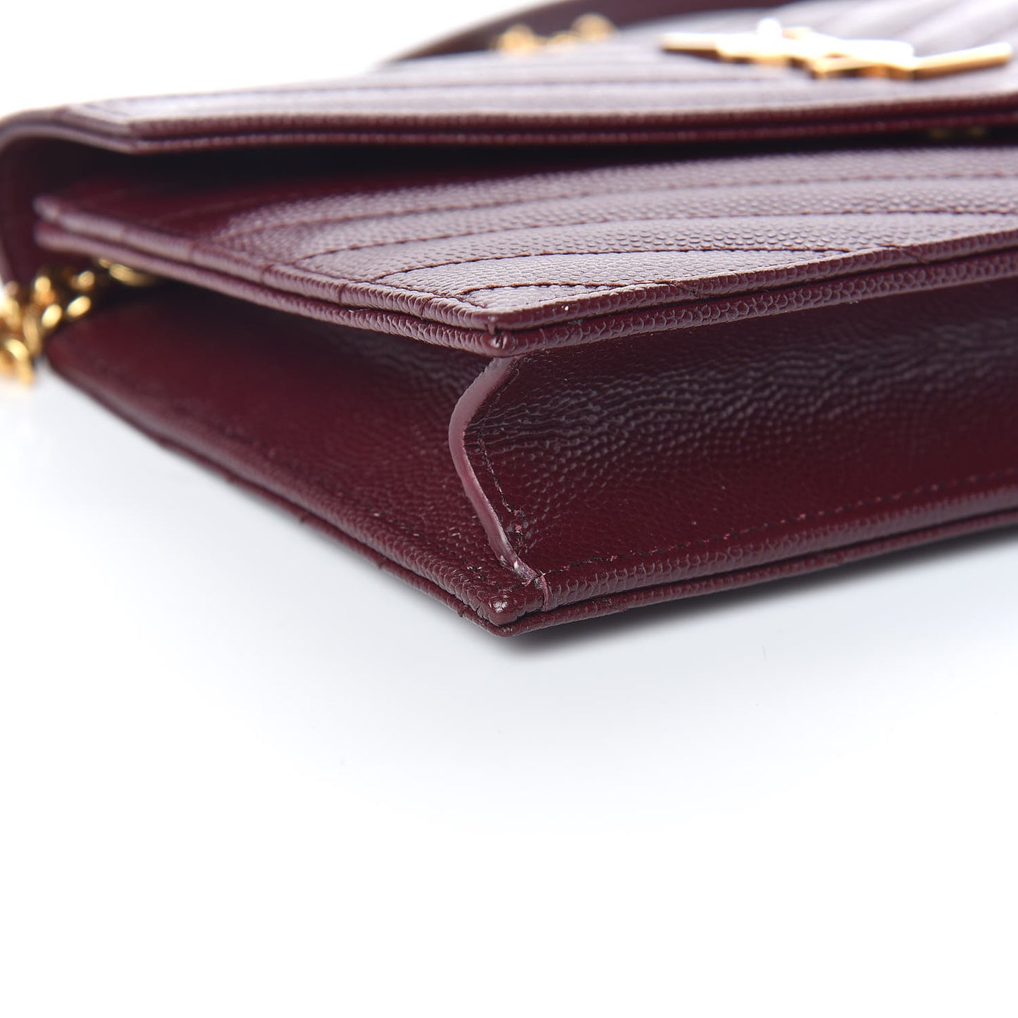 Grain De Poudre Matelasse Chevron Monogram Envelope Chain Wallet Rouge Legion