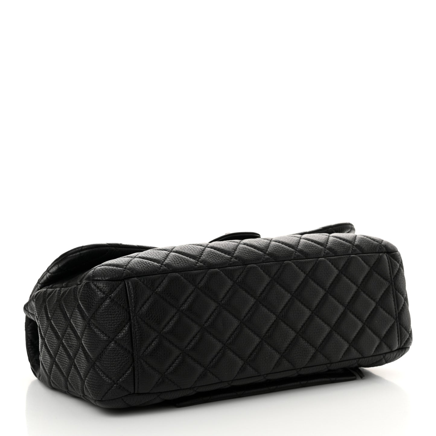 Grained Calfskin Quilted Small XXL Travel Flap Bag Black