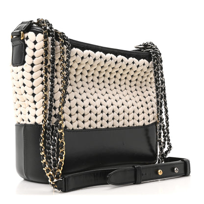 Chanel Wool Calfskin Medium Gabrielle Hobo Black White 3 of 10