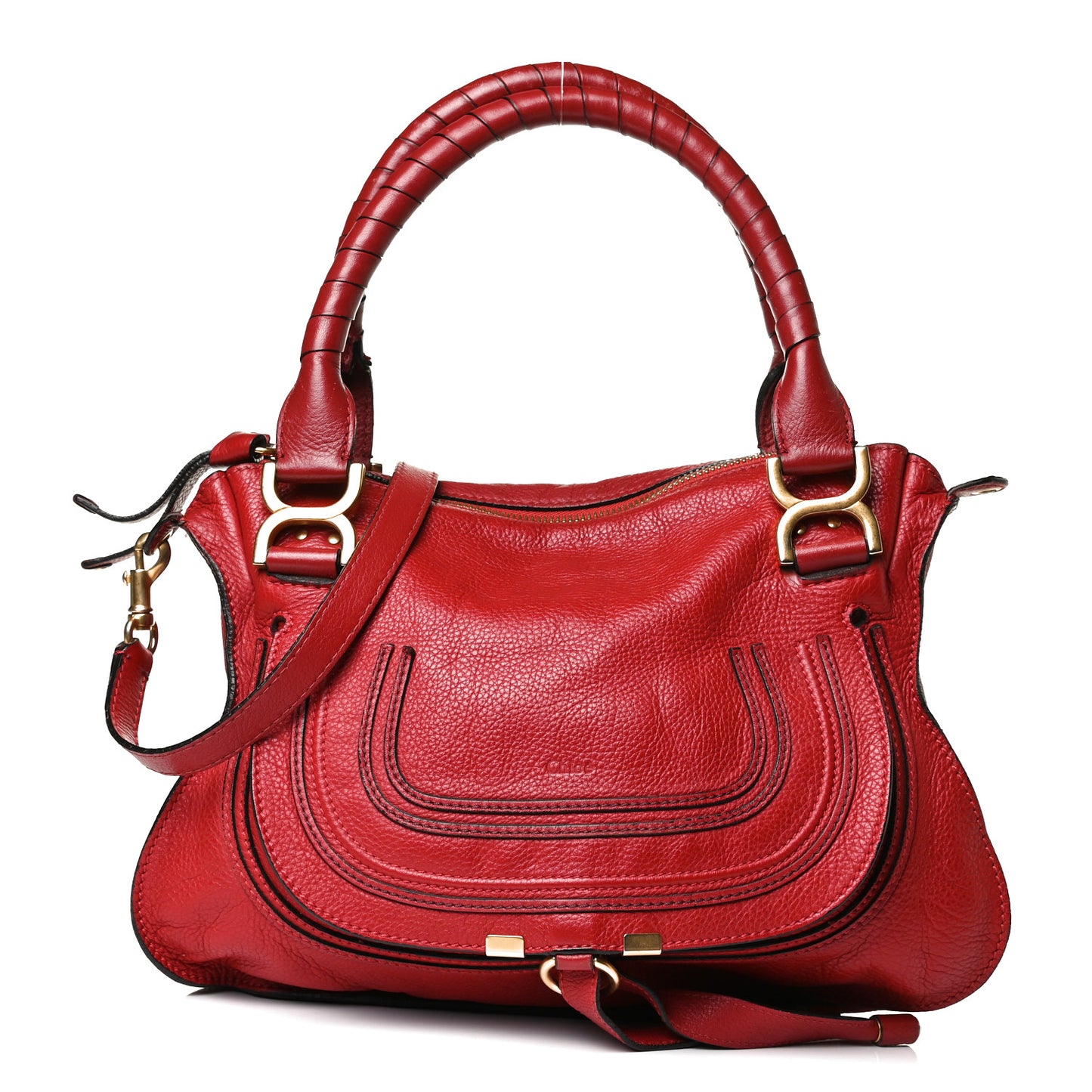 Calfskin Medium Marcie Satchel Peony Red