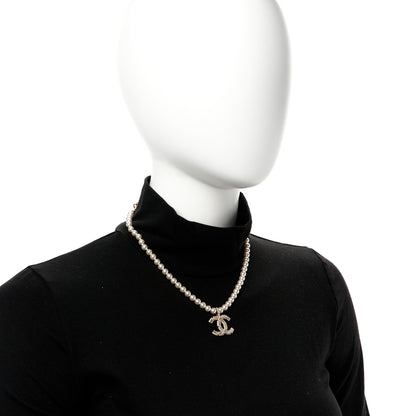 Chanel Pearl Crystal Baguette CC Short Necklace Gold 2 of 5