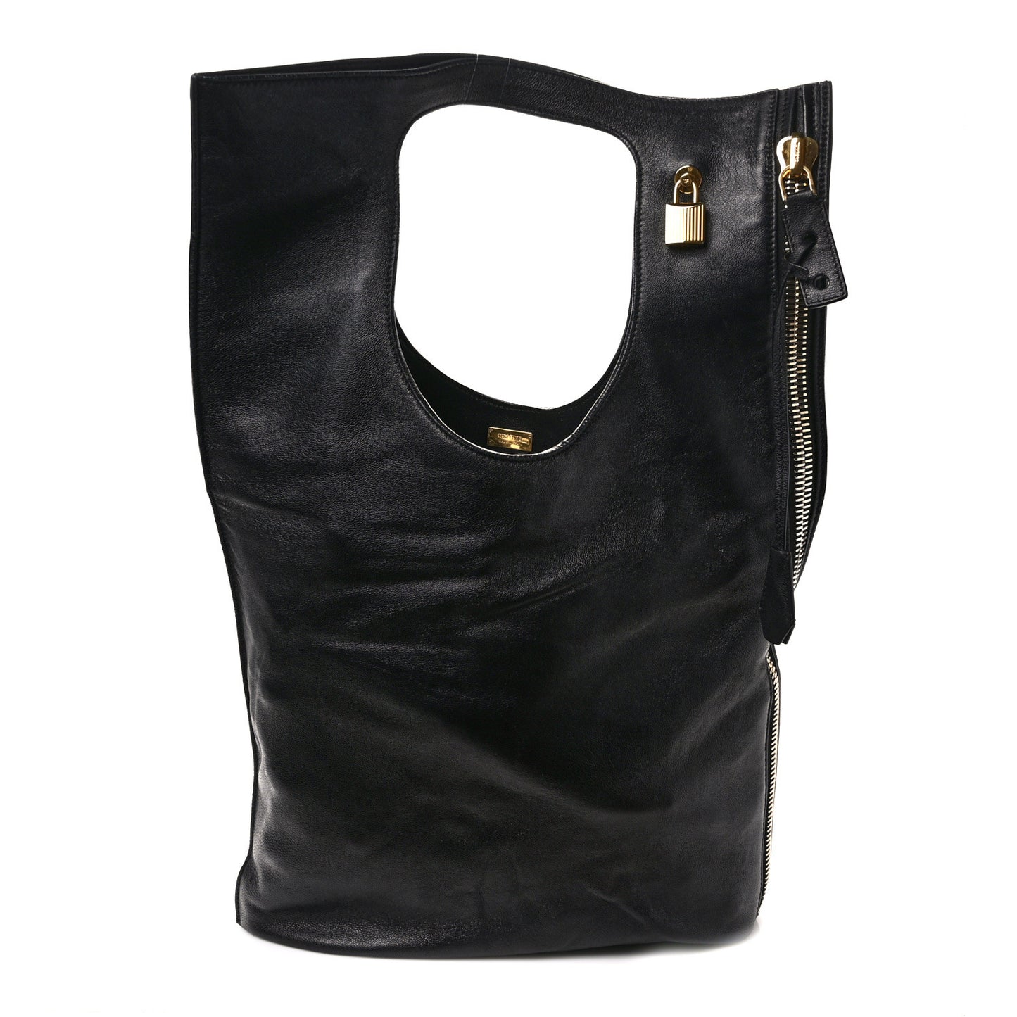 Ramskin Large Alix Padlock Zip Shoulder Bag Black